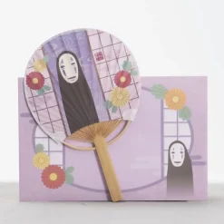 Maison Ghibli Accessories-Bamboo Fan & Letter Set No Face With Flower - Spirited Away