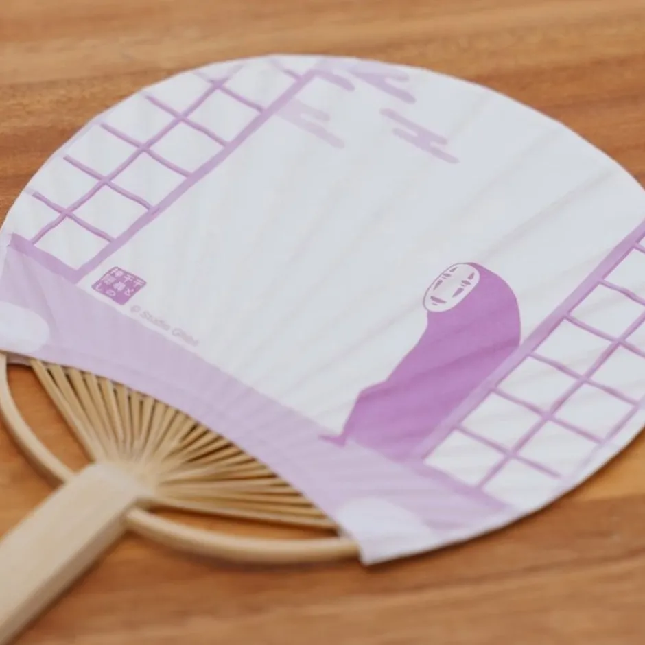 Maison Ghibli Accessories-Bamboo Fan & Letter Set No Face With Flower - Spirited Away