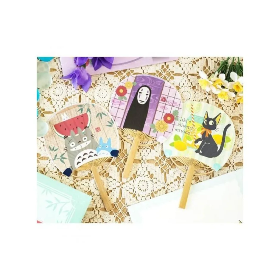 Maison Ghibli Accessories-Bamboo Fan & Letter Set No Face With Flower - Spirited Away