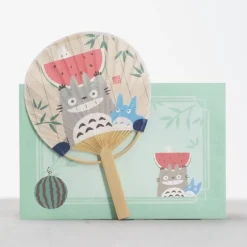 Maison Ghibli Accessories-Bamboo Fan & Letter Set Totoro With Watermelon - My Neighbor Totoro