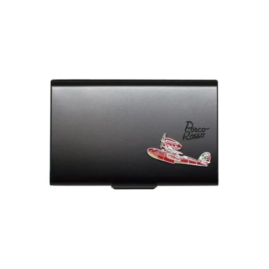 Maison Ghibli Accessories-Black Metal Card Case With Seaplane - Porco Rosso