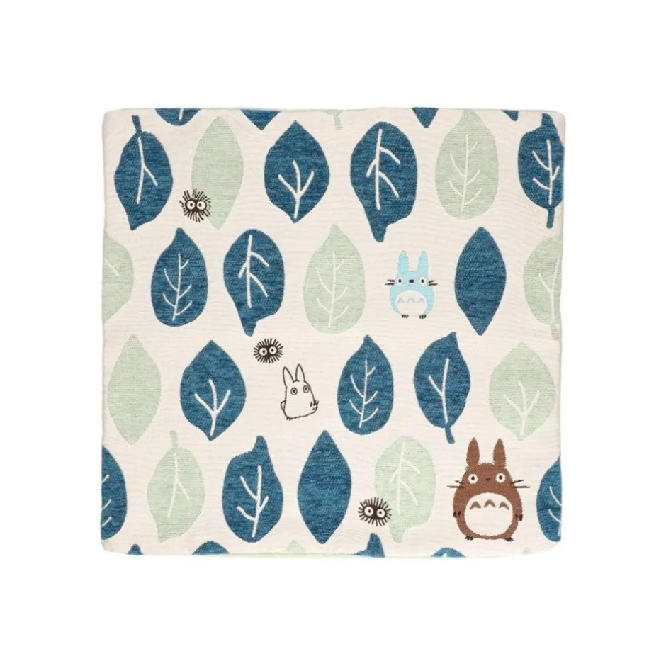 Maison Ghibli Furniture-Cushion Big Totoro Blue & Green Leaves 45X45 Cm - My Neighbour Totoro