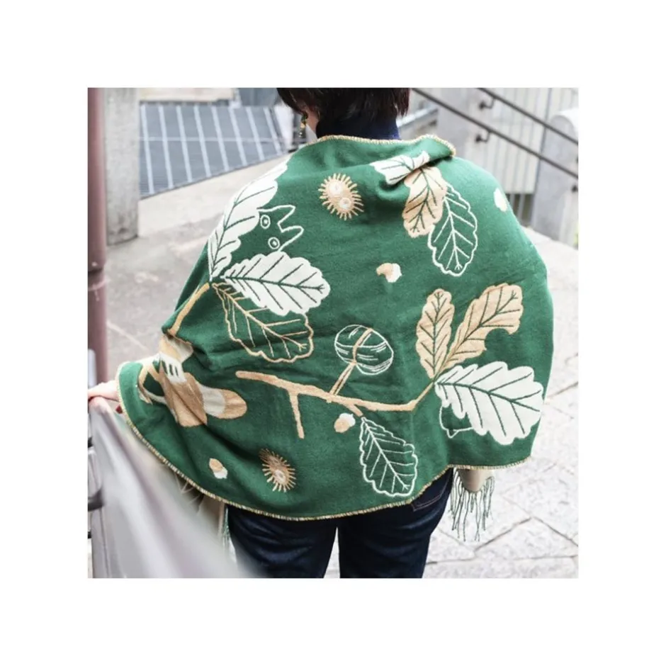 Maison Ghibli Outfits-Dark Green Stole Oak Leaves - My Neighbor Totoro