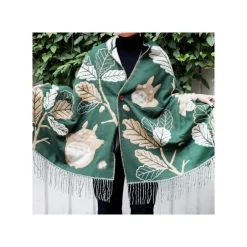 Maison Ghibli Outfits-Dark Green Stole Oak Leaves - My Neighbor Totoro