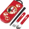 Maison Ghibli Kitchenware-Dark Red Set Chopsticks Spoon Fork No Face - Spirited Away