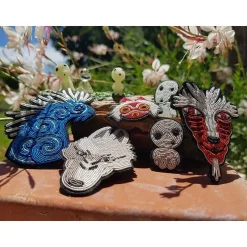 Maison Ghibli Pins-Embroidered Jewel Brooch Moro - Princess Mononoke