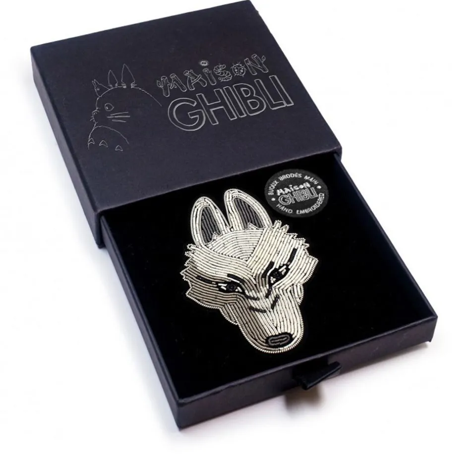 Maison Ghibli Pins-Embroidered Jewel Brooch Moro - Princess Mononoke