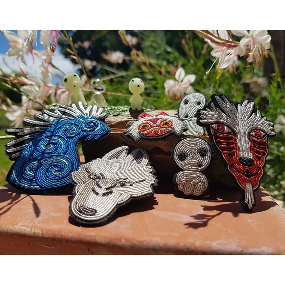 Maison Ghibli Pins-Embroidered Jewel Brooch Seated Kodama - Princess Mononoke