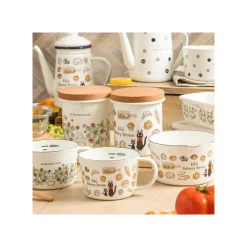 Maison Ghibli Kitchenware-Enamel Butter Dish With Wooden Lid Viennese Pastries 500Ml - Kiki'S D