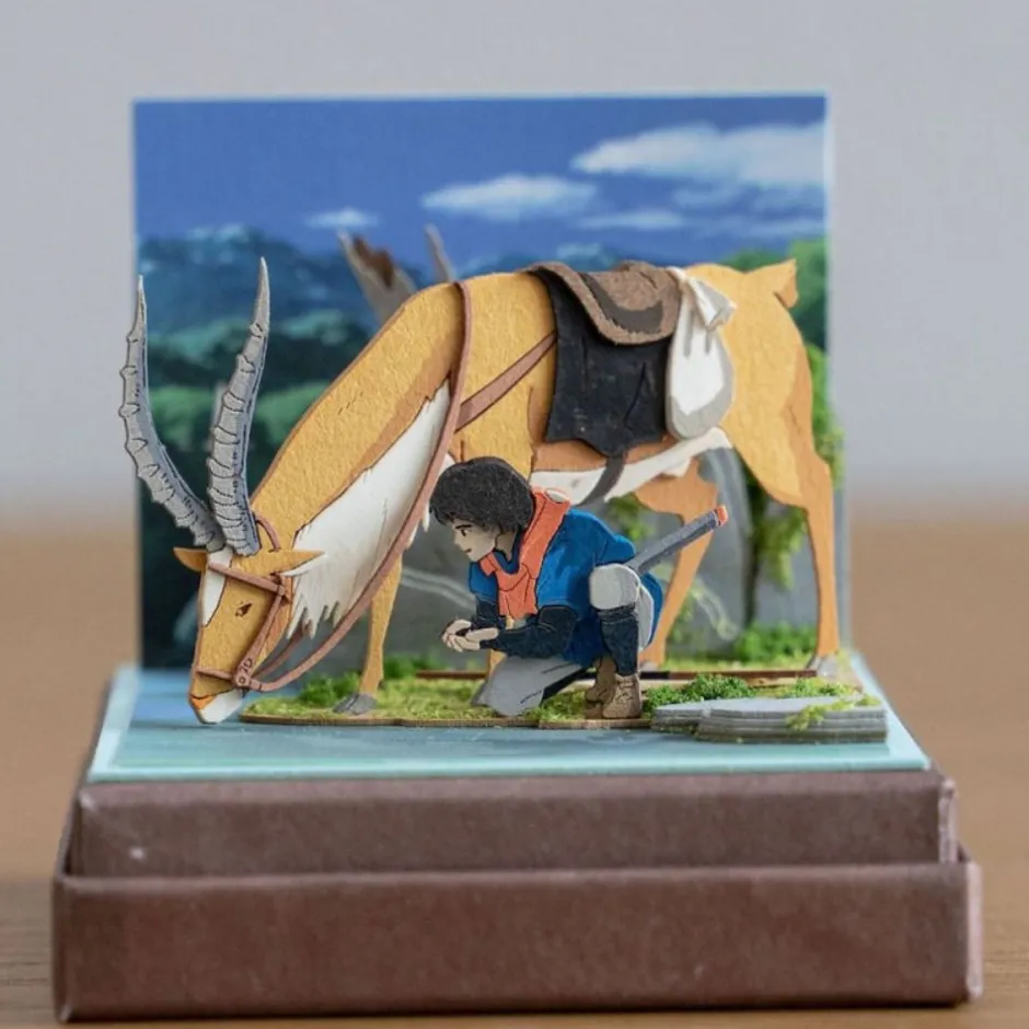 Maison Ghibli Arts And Crafts-Paper Craft Ashitaka Et Yakul - Princess Mononoke