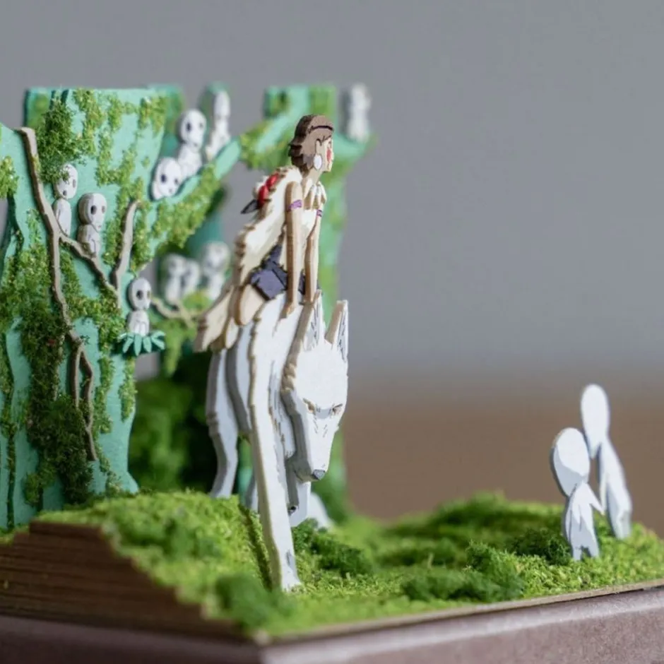 Maison Ghibli Arts And Crafts-Paper Craft San, Moro And Kodama -Princess Mononoke