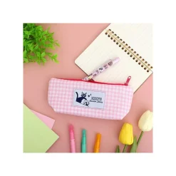 Maison Ghibli Storage-Pink Checkered Pencil Case - Kiki'S Delivery Service