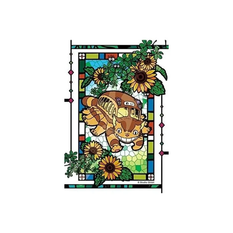 Maison Ghibli Jigsaw Puzzle-Stained Glass Puzzle 126P Catbus And Sunflowers - My Neighbor Totoro