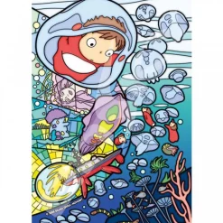 Maison Ghibli Jigsaw Puzzle-Stained Glass Puzzle 126P Ponyo Under The Sea - Ponyo On The Cliff