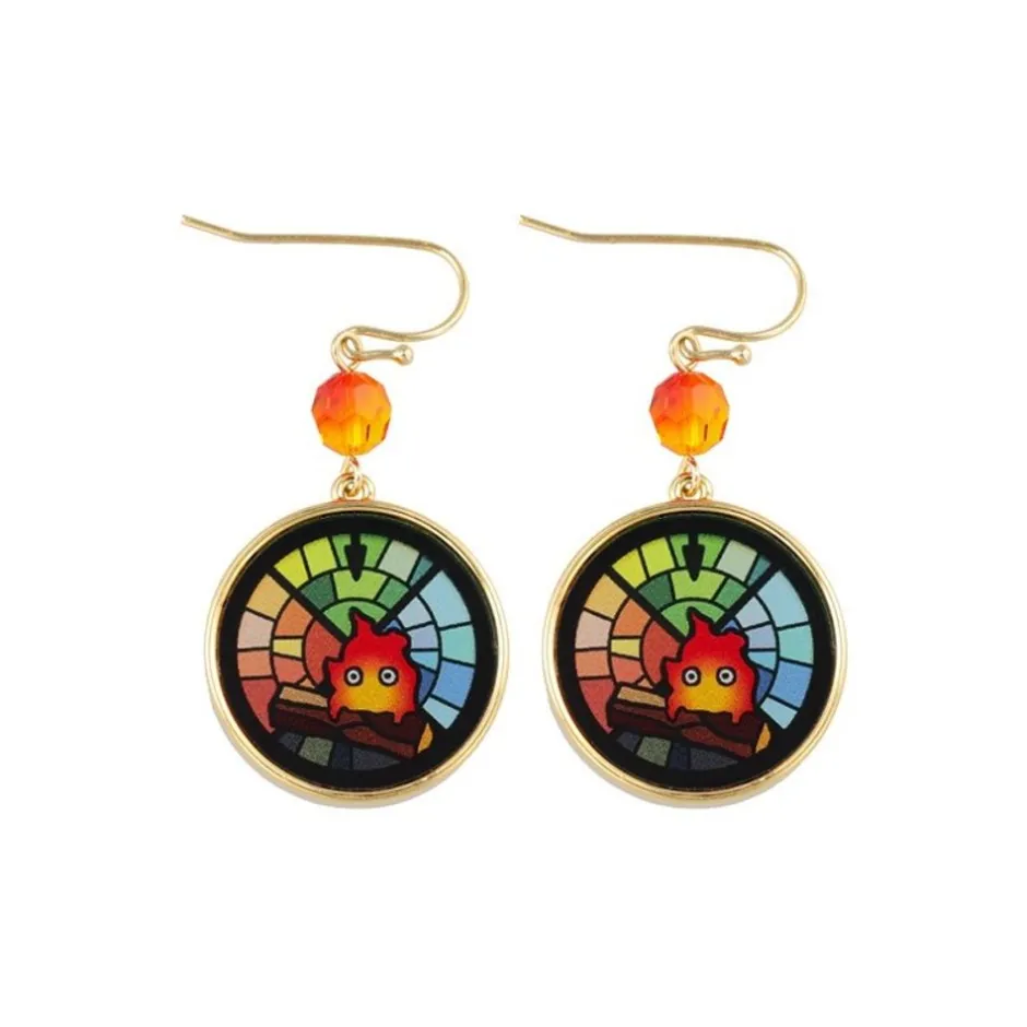 Maison Ghibli Jewellery-Stained Glass Series-Pierced Earrings Calcifer -Howl'S Moving Castle
