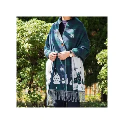 Maison Ghibli Outfits-Stole With Button Totoro Check Pattern - My Neighbor Tororo