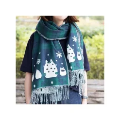Maison Ghibli Outfits-Stole With Button Totoro Check Pattern - My Neighbor Tororo