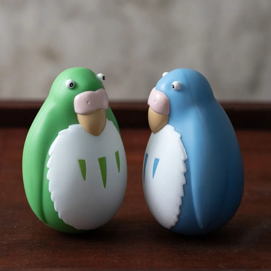 Maison Ghibli Toys-Two Pack Roly-Poly Figurines Blue & Green Parakeet - The Boy And The