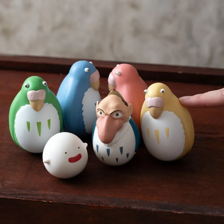 Maison Ghibli Toys-Two Pack Roly-Poly Figurines Blue & Green Parakeet - The Boy And The
