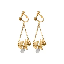 Maison Ghibli Jewellery-White Totoro Clip Earrings Jewel Hidden In A Leaf - My Neighbor Totoro