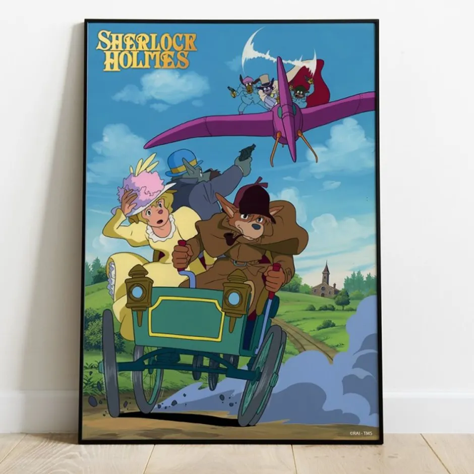 Maison Ghibli Wall Decoration-Wood Panel 01 - Sherlock Vs Moriarty - Sherlock Hound